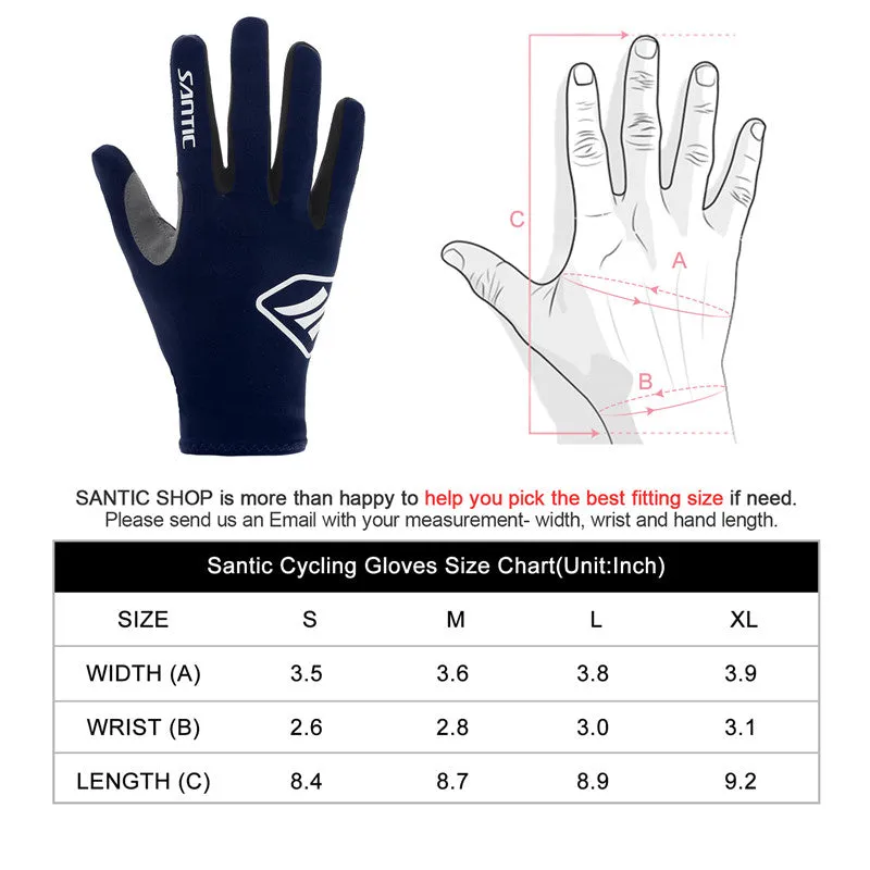 Santic Lance Men Navy Cycling Gloves Full Finger