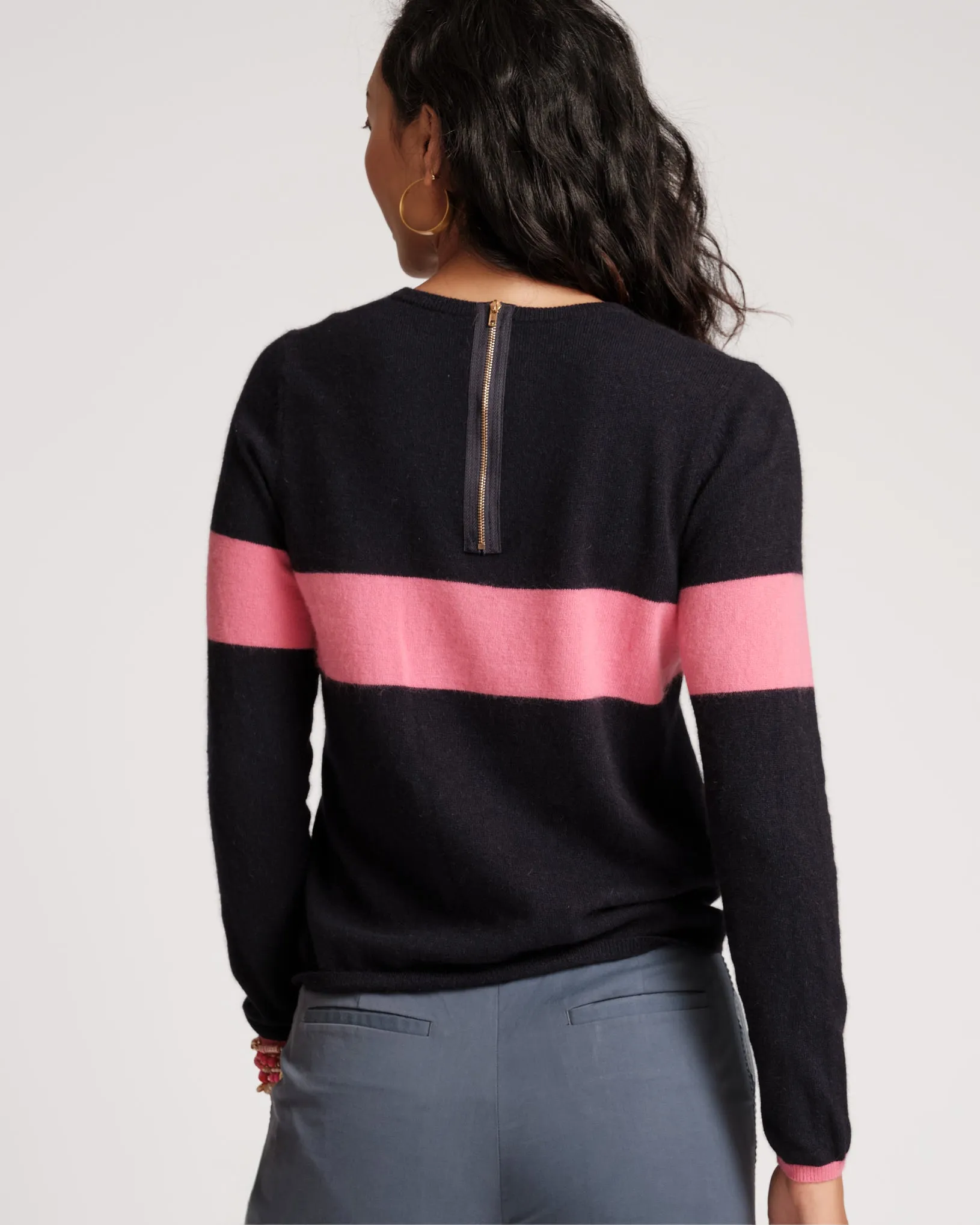 Spencer Crewneck Sweater Navy Pink