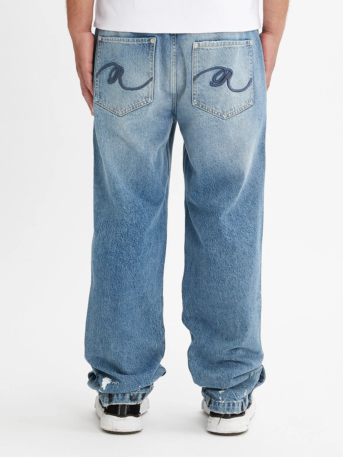 STRAIGHT SPLIT DENIM - WASHED BLUE