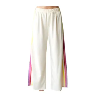 Stripe Cropped Flare Lounge Pant {Cream}