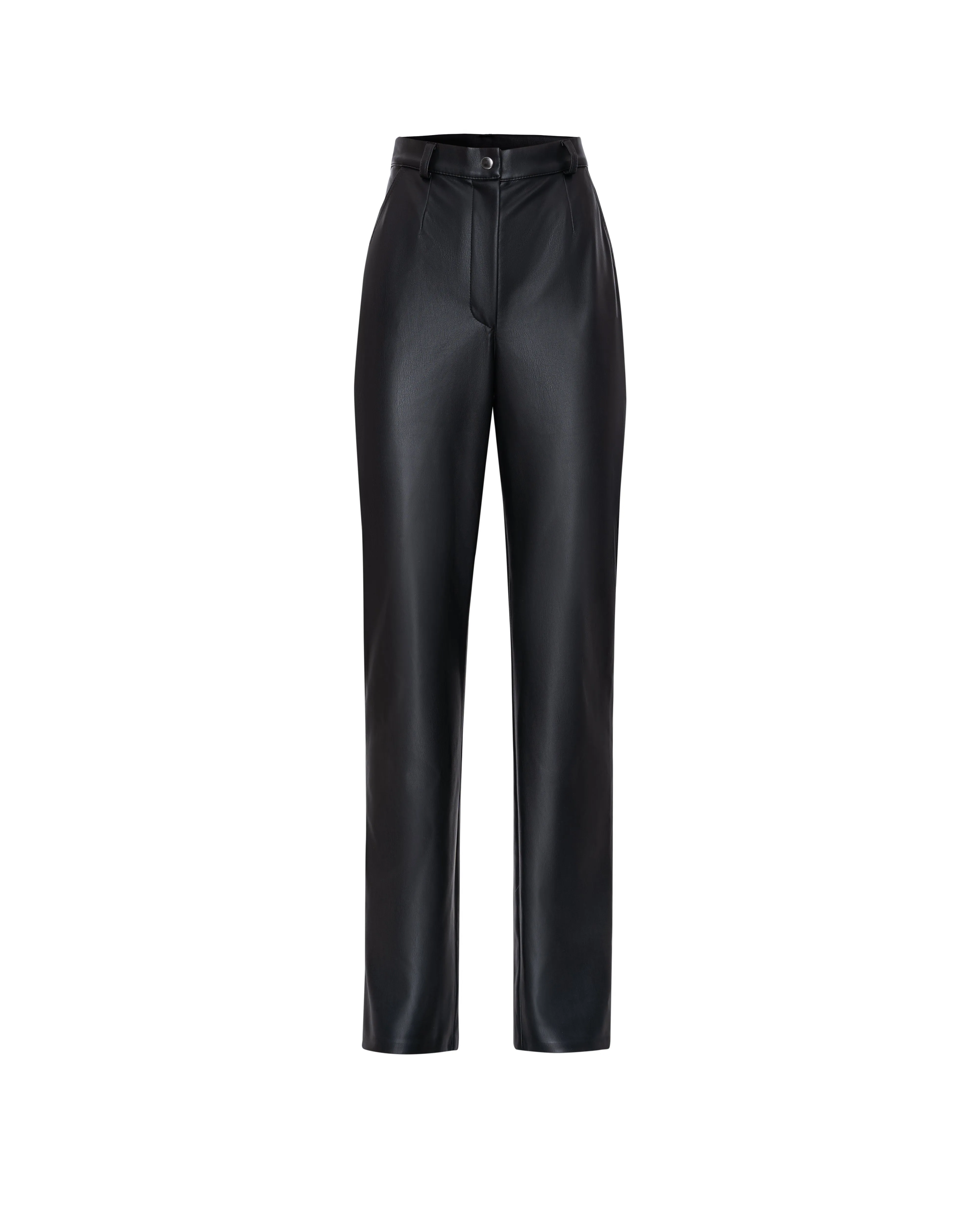 Vegan leather straight pants