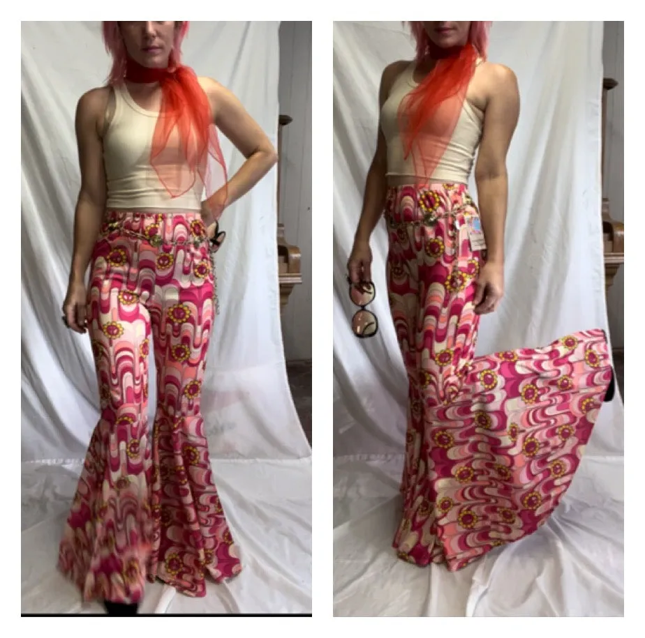 Vintage 90s does 70s | Pink MOD Groovy Costume Bellbottoms | Small