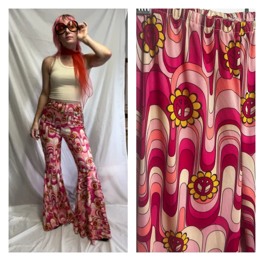 Vintage 90s does 70s | Pink MOD Groovy Costume Bellbottoms | Small