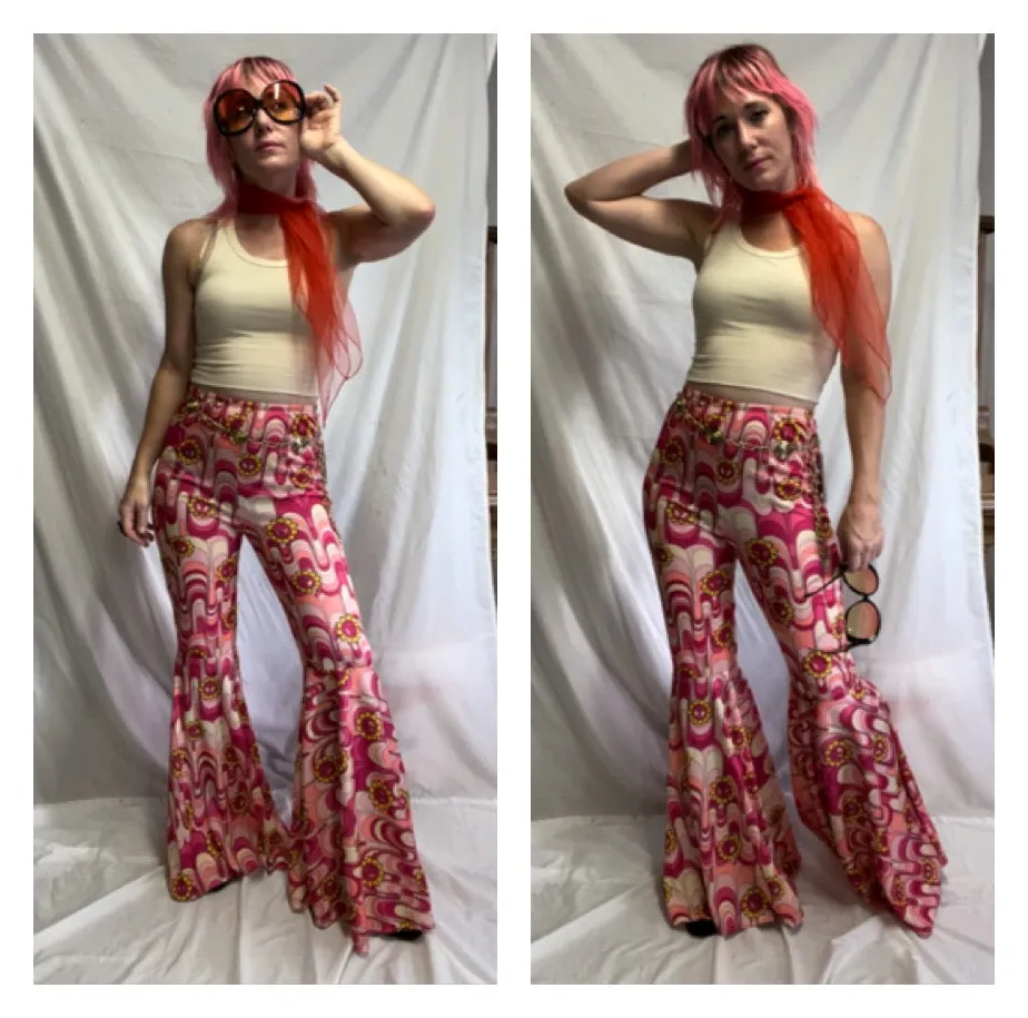 Vintage 90s does 70s | Pink MOD Groovy Costume Bellbottoms | Small