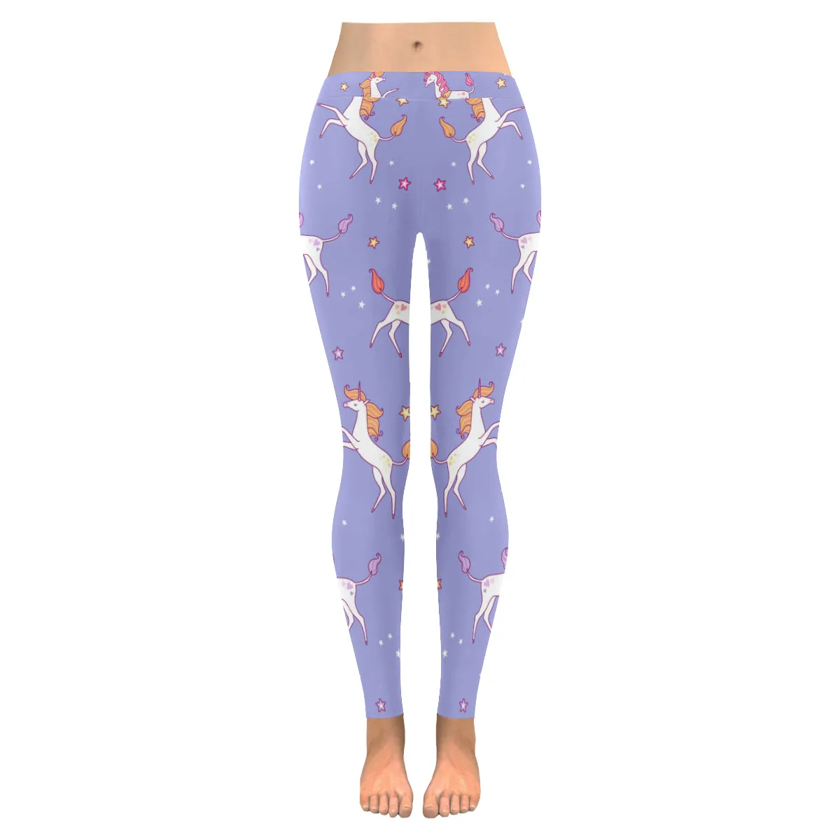 White unicorns Women's Low Rise Leggings (Invisible Stitch)